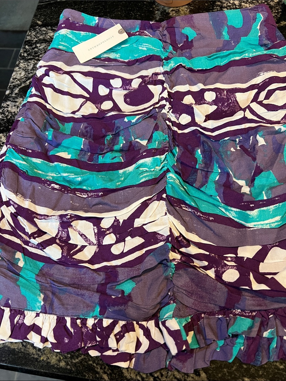 NWT Anthropology Blue Porridge Elesa Ruched Mini Skirt - Picture 3 of 7